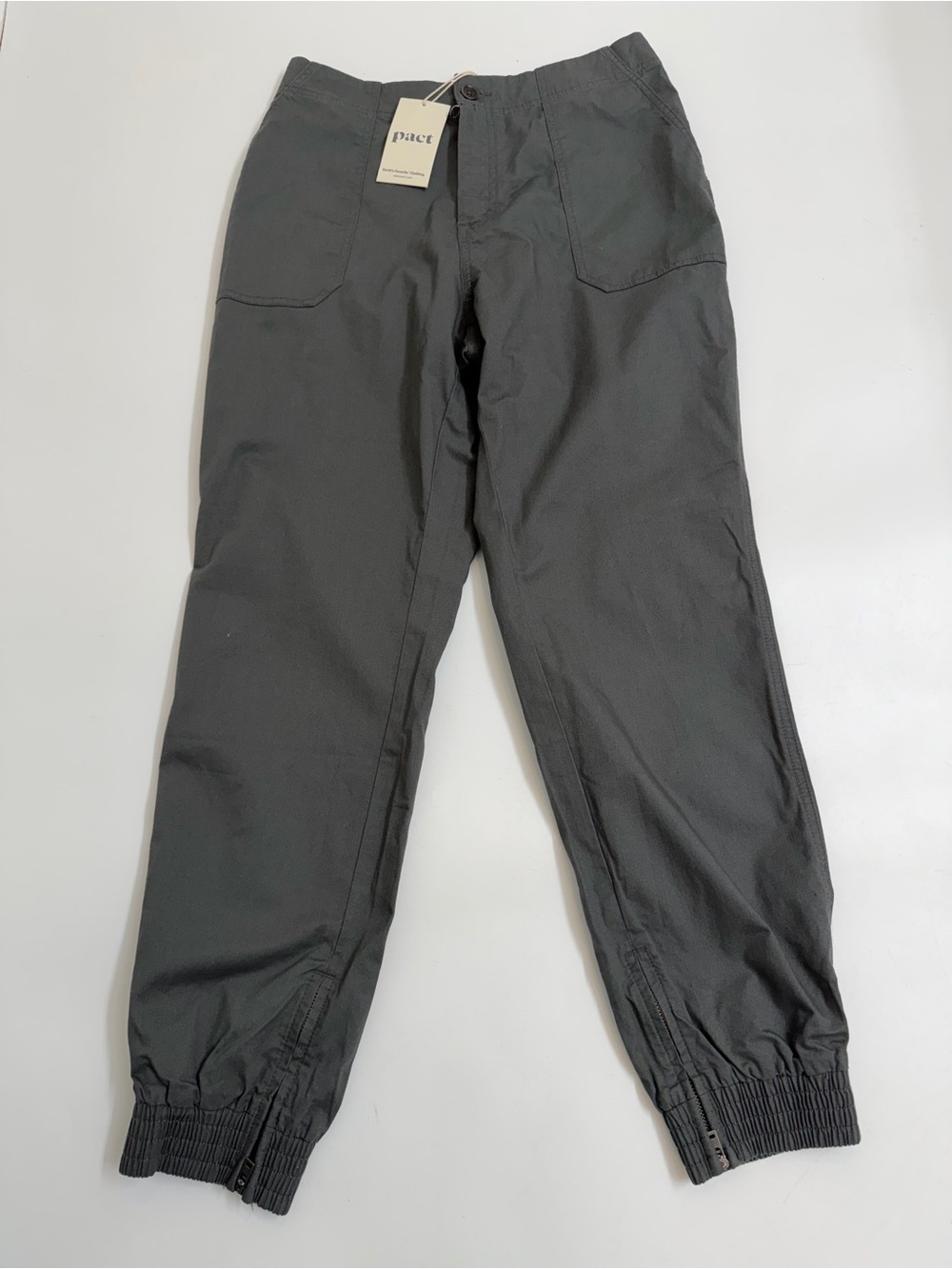 Pact Organic Cotton Jogger Pants NWT Size Large Gray Travel Utility